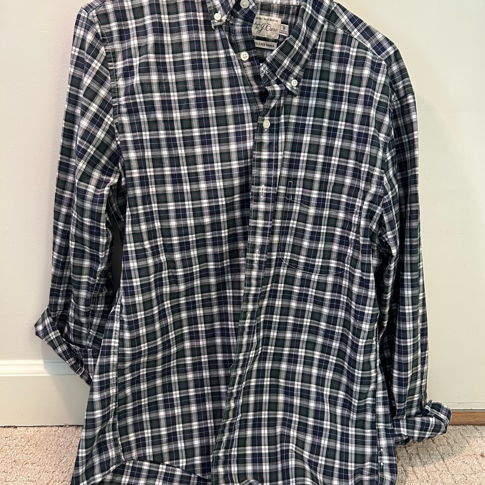 J. Crew Navy and White Checkered Button-Down Shirt